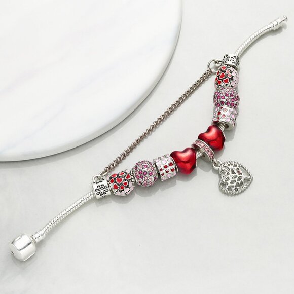Romantic style love tree pendant red heart bracelet - Picture 3 of 5